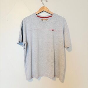 Nike Nike Y2K 90s Mens T Shirt Red Mini Swoosh Heather Gray Short Sleeve Tee XXL